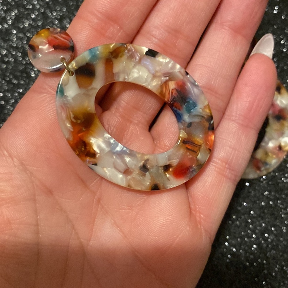 Multi Open Oval Post Back Earring - image 3